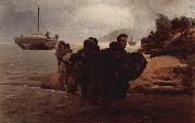 Ilya Repin Barge Haulers wading oil painting
